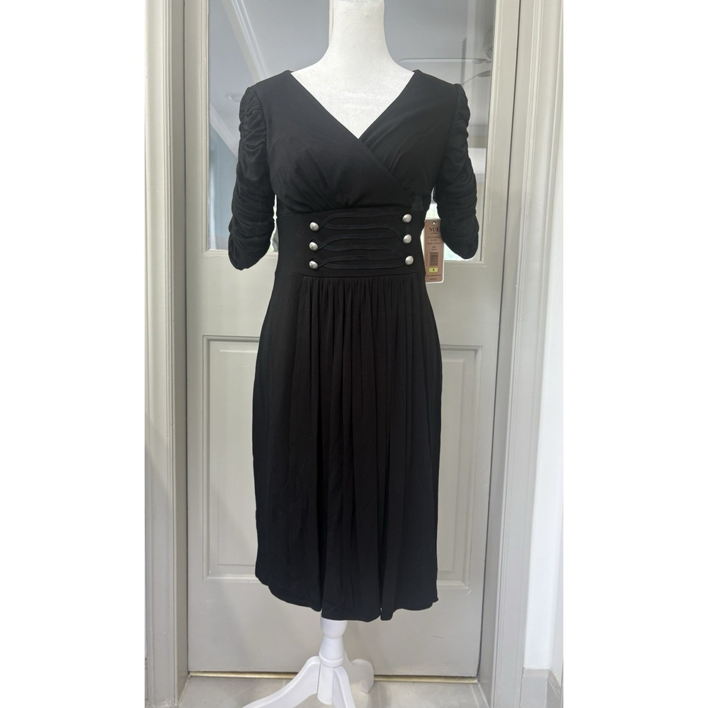Nue by Shani Rouched Sleeve Shapewear Dress Size 4 Elegant 3/4 Sleeve Party